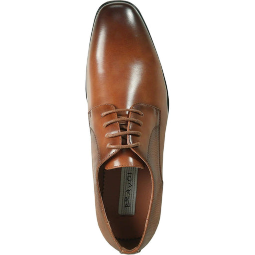 Bravo Men’s Antique Cognac Lace-Up Plain Toe Oxford Dress Shoes - USA Men's Outlet