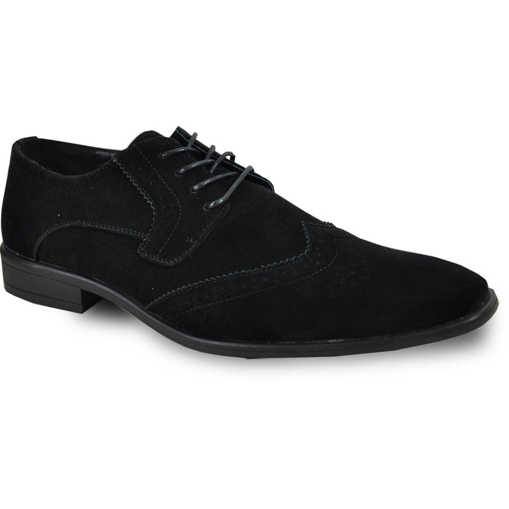 "Bravo Men's Black Vegan Suede Wingtip Lace Up Dress Shoes for Weddings & Prom" - USA Men's Outlet