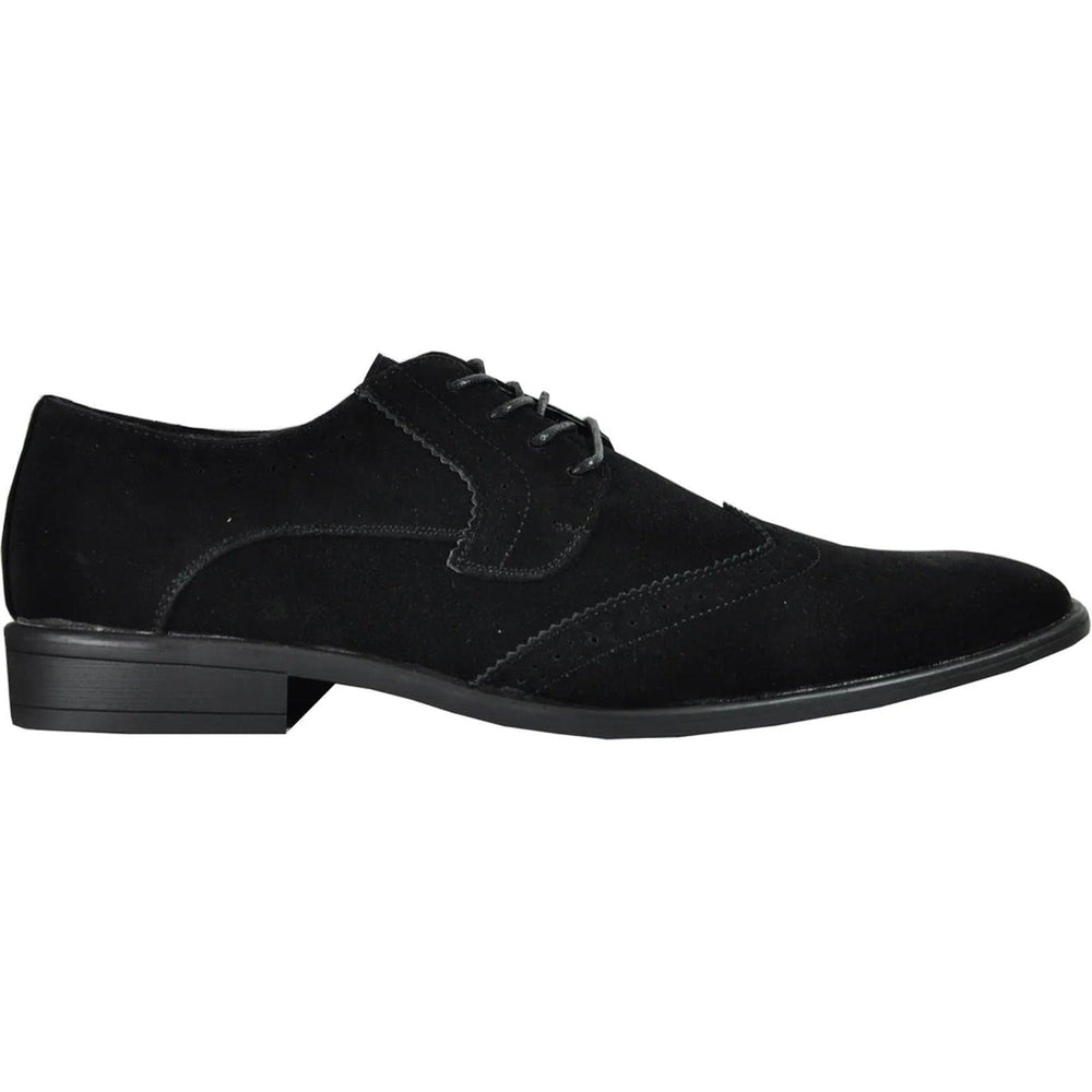 "Bravo Men's Black Vegan Suede Wingtip Lace Up Dress Shoes for Weddings & Prom" - USA Men's Outlet