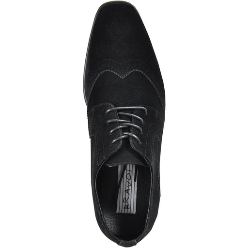 "Bravo Men's Black Vegan Suede Wingtip Lace Up Dress Shoes for Weddings & Prom" - USA Men's Outlet