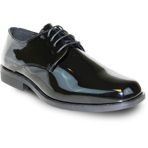 "Bravo Men's Classic Shiny Patent Tuxedo Dress Shoes - Plain Square-Toe in Black" - USA Men's Outlet