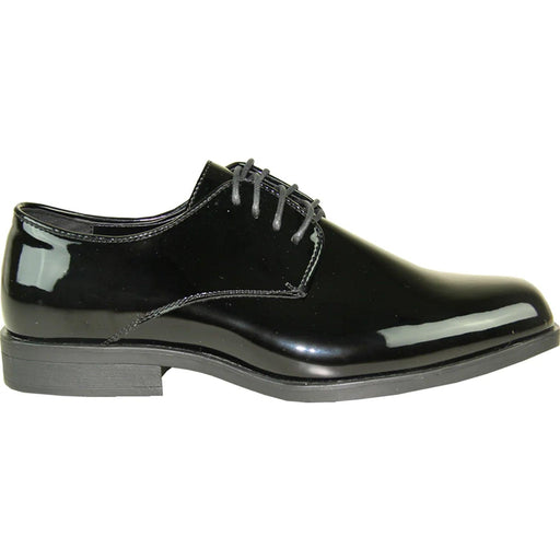 "Bravo Men's Classic Shiny Patent Tuxedo Dress Shoes - Plain Square-Toe in Black" - USA Men's Outlet