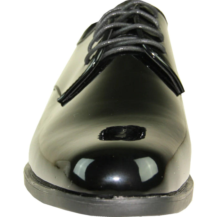 "Bravo Men's Classic Shiny Patent Tuxedo Dress Shoes - Plain Square-Toe in Black" - USA Men's Outlet