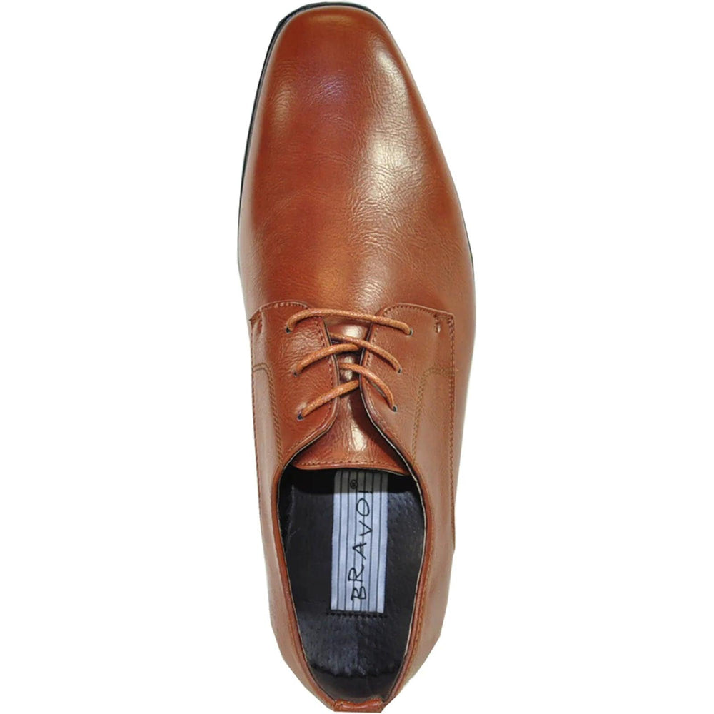 "Bravo Men's Crafted Brown Pointed Plain Toe Oxford Dress Shoe" - USA Men's Outlet