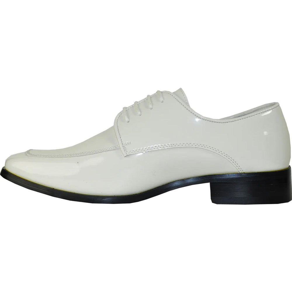 Bravo Men's Ivory Patent Moc Toe Tux Shoe - Classic Prom Elegance - USA Men's Outlet