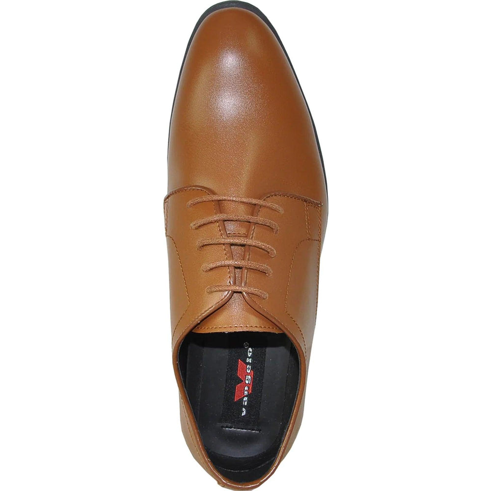 Bravo Men's Light Brown Classic Plain Toe Oxford Dress Shoe - USA Men's Outlet