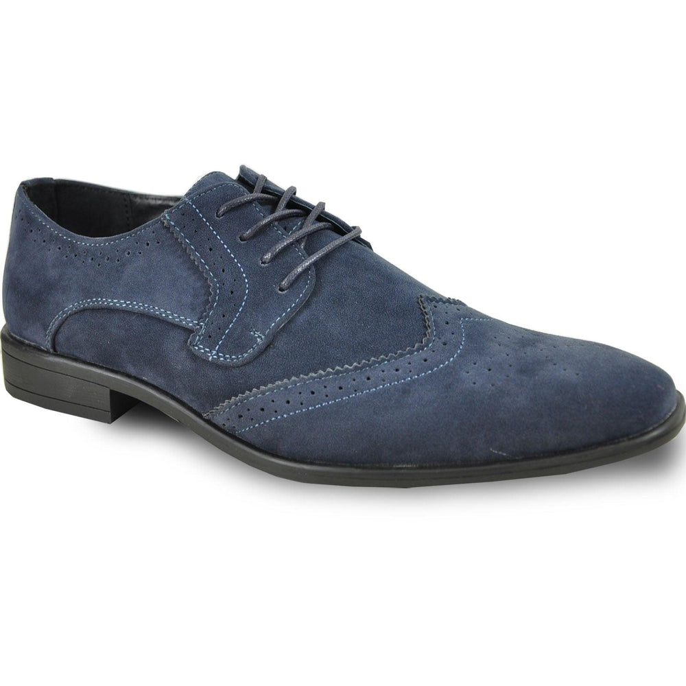 "Bravo Men's Navy Suede Wingtip Dress Shoes - Vegan-Friendly for Wedding and Prom" - USA Men's Outlet