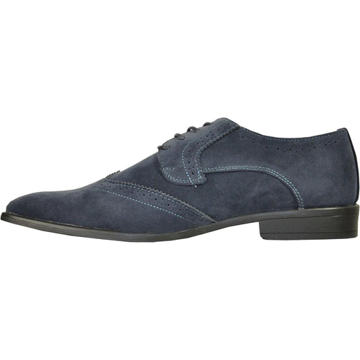 "Bravo Men's Navy Suede Wingtip Dress Shoes - Vegan-Friendly for Wedding and Prom" - USA Men's Outlet