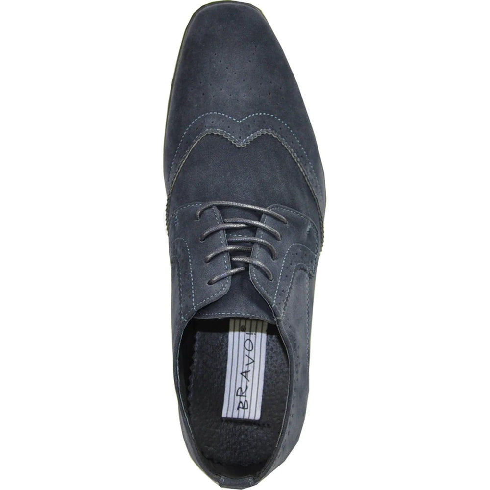 "Bravo Men's Navy Suede Wingtip Dress Shoes - Vegan-Friendly for Wedding and Prom" - USA Men's Outlet