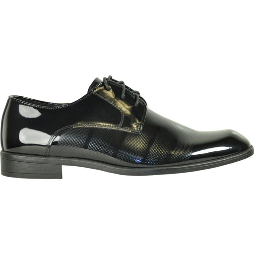 "Bravo Men's Textured Patent Lace-Up Oxford Tuxedo Dress Shoe - Black" - USA Men's Outlet