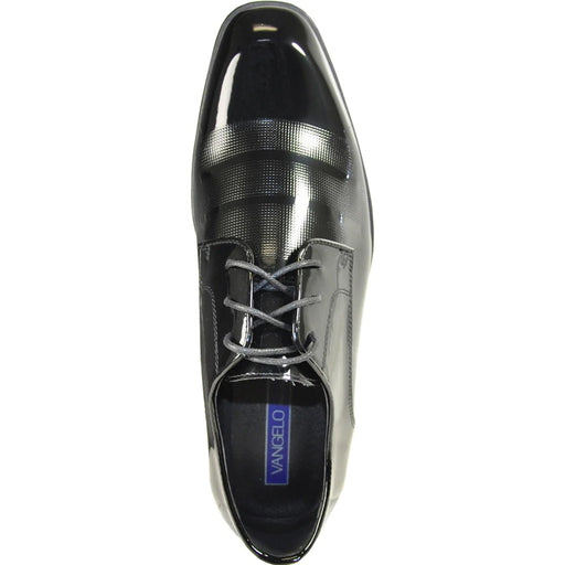 "Bravo Men's Textured Patent Lace-Up Oxford Tuxedo Dress Shoe - Black" - USA Men's Outlet