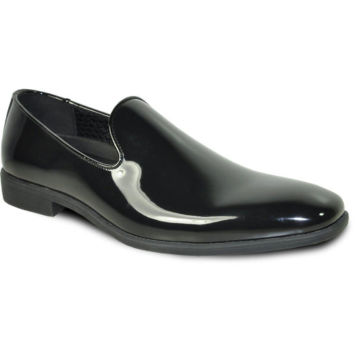 Bravo Mens Classic Patent Loafer Tuxedo Shoe in Black w/Plain Toe Slip On - USA Men's Outlet