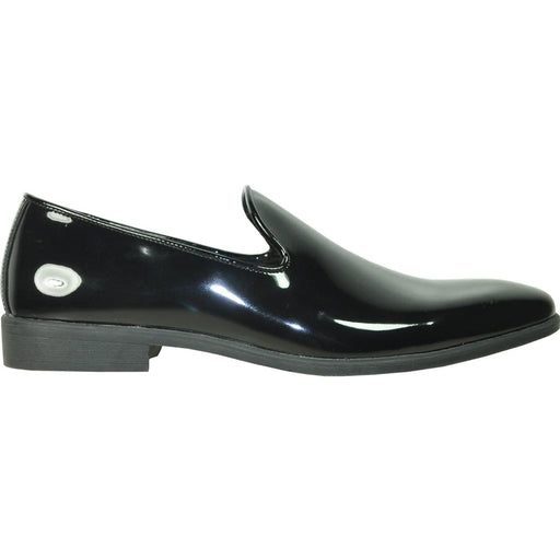 Bravo Mens Classic Patent Loafer Tuxedo Shoe in Black w/Plain Toe Slip On - USA Men's Outlet