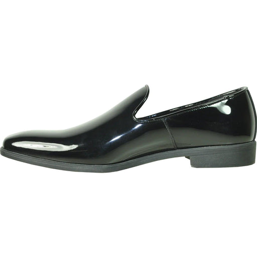 Bravo Mens Classic Patent Loafer Tuxedo Shoe in Black w/Plain Toe Slip On - USA Men's Outlet