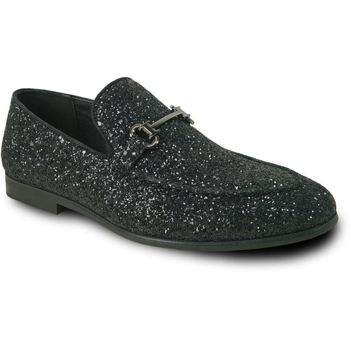 Bravo Mens' Modern Glitter-Sequin Prom Tux Loafer w/Buckle, Black - USA Men's Outlet