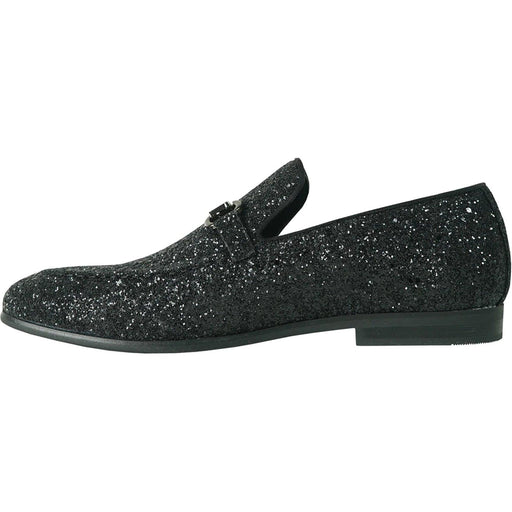 Bravo Mens' Modern Glitter-Sequin Prom Tux Loafer w/Buckle, Black - USA Men's Outlet