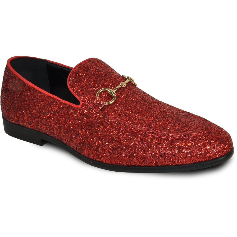 Bravo Red Glitter Sequin Modern Tuxedo Loafer for Prom - USA Men's Outlet