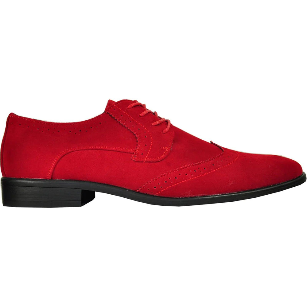 "Bravo Red Vegan Suede Wingtip Weddings & Proms Lace-Ups" - USA Men's Outlet