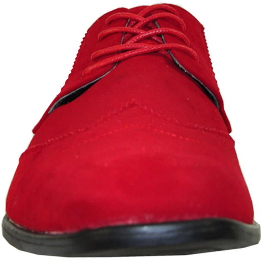 "Bravo Red Vegan Suede Wingtip Weddings & Proms Lace-Ups" - USA Men's Outlet