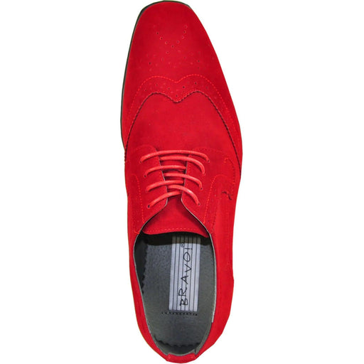 "Bravo Red Vegan Suede Wingtip Weddings & Proms Lace-Ups" - USA Men's Outlet