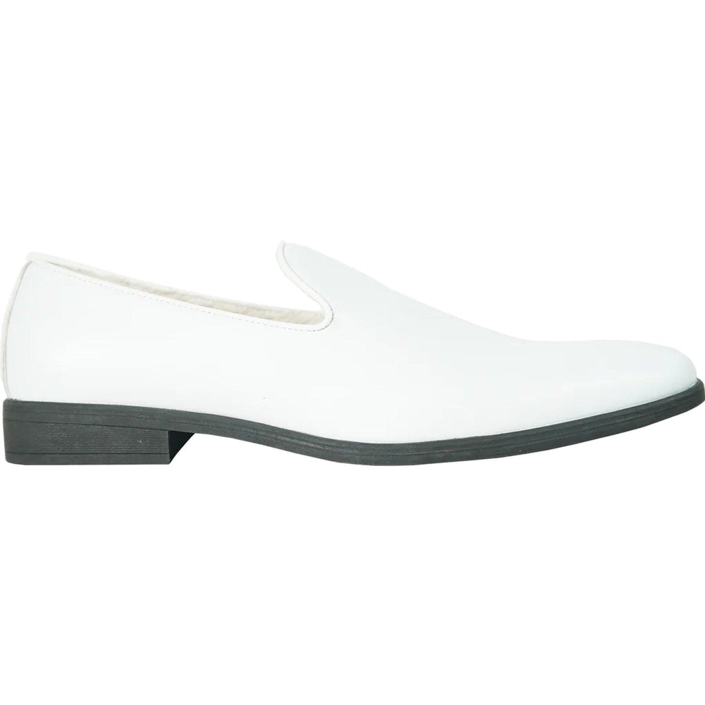 Bravo White Mens Classic Plain Toe Dress Loafer Slip-On Shoes - USA Men's Outlet