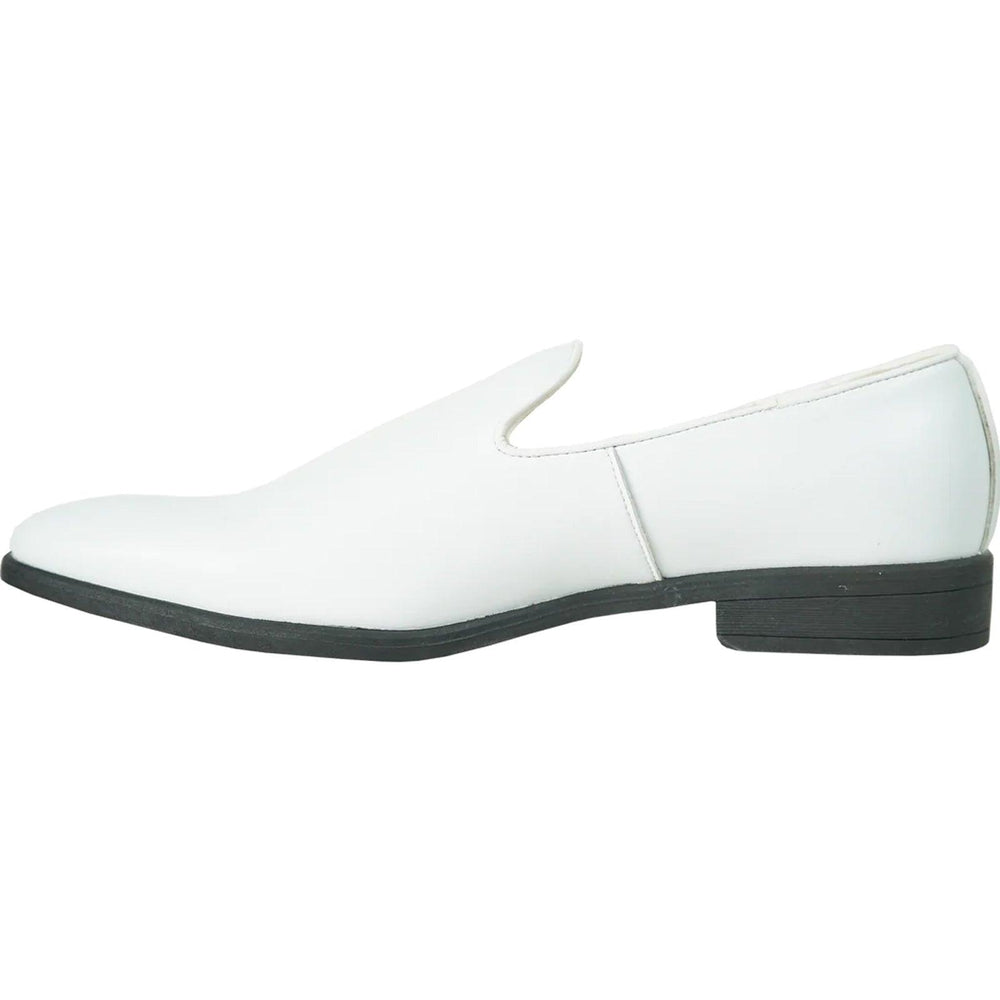 Bravo White Mens Classic Plain Toe Dress Loafer Slip-On Shoes - USA Men's Outlet