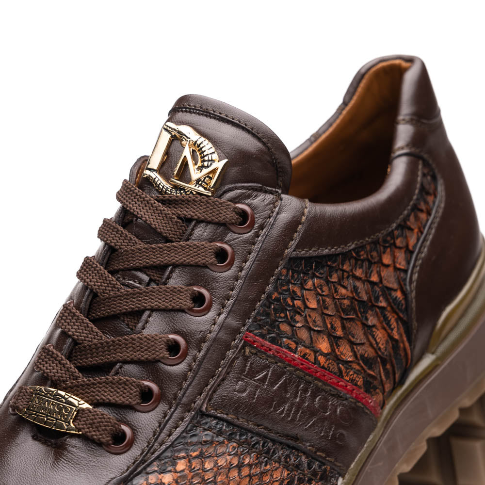 Marco Di Milano Brescia Python & Calfskin Sneakers Cognac