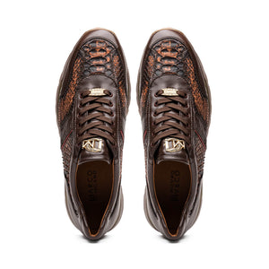 Marco Di Milano Brescia Python & Calfskin Sneakers Cognac