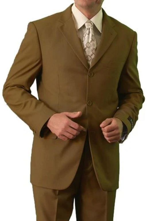 Brown Apollo King Mens Classic Fit Three Button Poplin Two Piece Suit - USA Men's Outlet