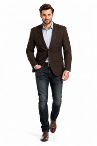 Men's Brown 2 Button Fashion Dress Casual Blazer