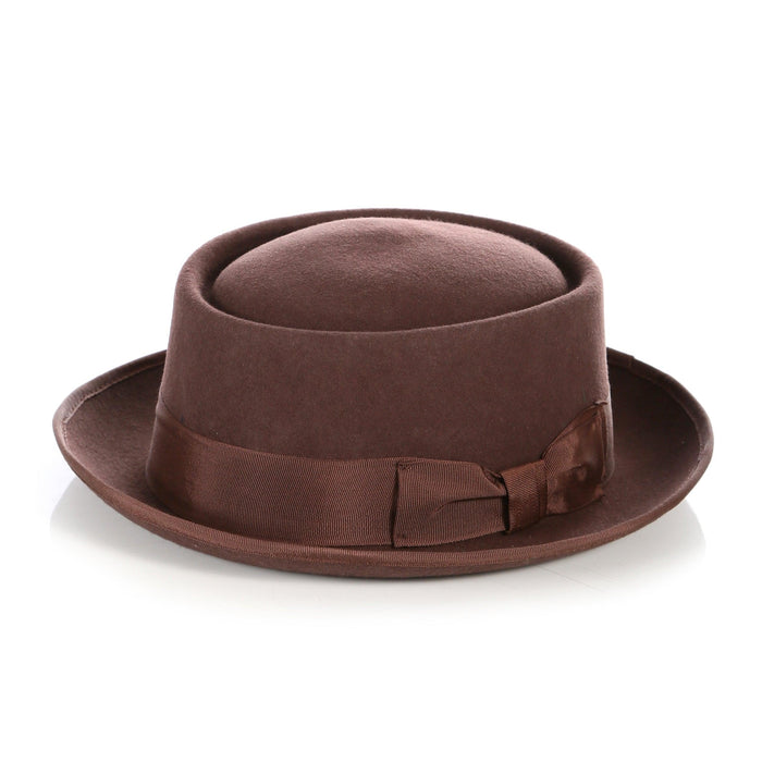 Brown Pork Pie Premium Wool Hat