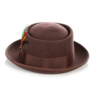 Brown Pork Pie Premium Wool Hat