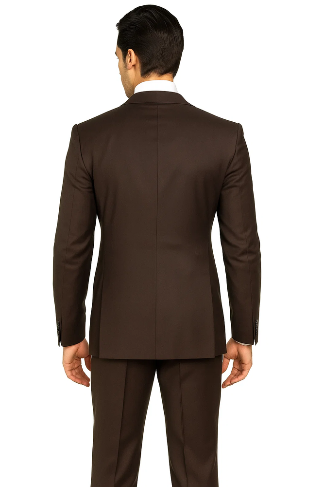 Brown One Button 3 Piece Suit  by Rossima