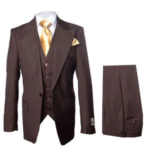 Brown One Button 3 Piece Suit  by Rossima