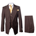 Brown One Button 3 Piece Suit  by Rossima