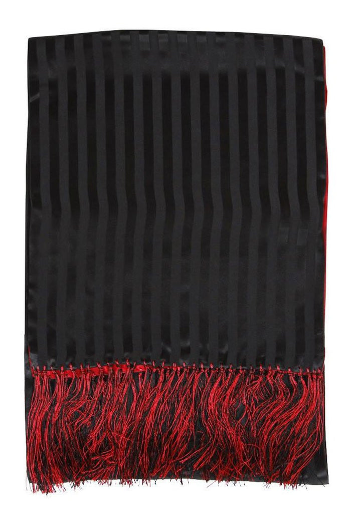 Black & Red Reversible Striped Silk Tuxedo Scarf