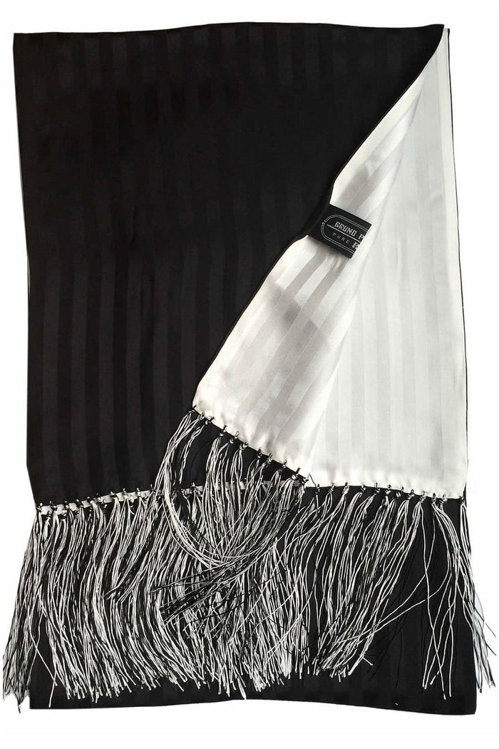 Black & White Reversible Striped Silk Tuxedo Scarf