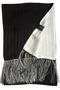 Black & White Reversible Striped Silk Tuxedo Scarf