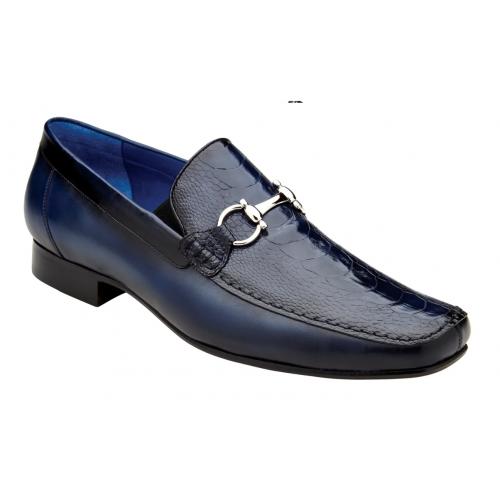 Belvedere Ostrich Leg Belt- Navy