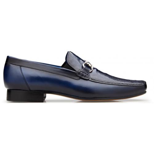 Belvedere Ostrich Leg Belt- Navy