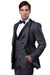 "Bryan Michaels Charcoal Grey Satin-Trimmed Tuxedo with Peak Lapel Vesting" - USA Men's Outlet