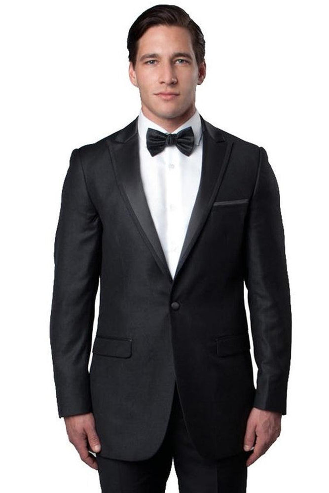 "Bryan Michaels Charcoal Grey Slim Fit Satin-Trimmed Tux:Upgrade Your Special Occasion Look" - USA Men's Outlet