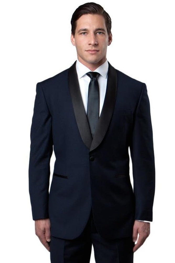 "Bryan Michaels Men's Navy Slim-Fit Shawl Lapel Tuxedo" - USA Men's Outlet