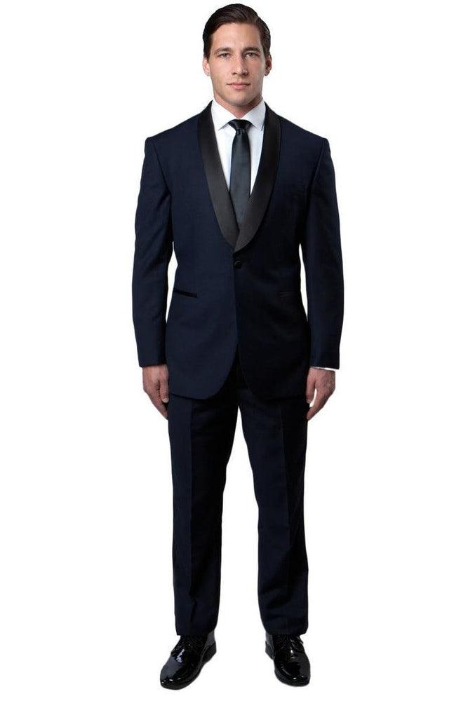 "Bryan Michaels Men's Navy Slim-Fit Shawl Lapel Tuxedo" - USA Men's Outlet