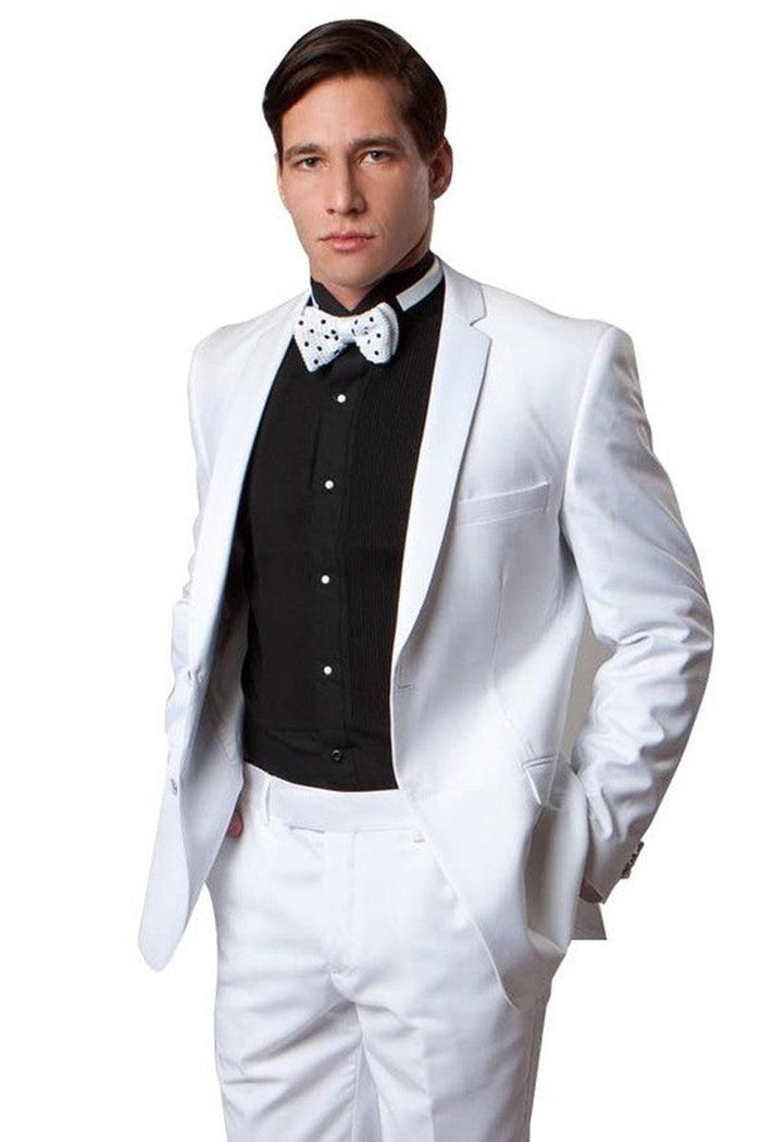 Bryan Michaels Men's White Two-Button Notch Lapel Tuxedo - Elegant Mensattire