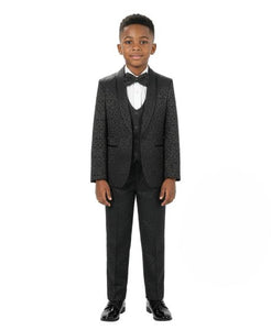 Boys 3 Piece Slim Fit Tuxedo - Paisley Design