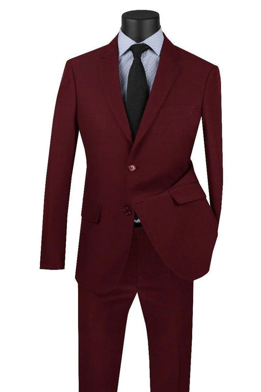 "Burgundy, Apollo King: Mens' Modern Fit 2-Btn Poplin Suit" - USA Men's Outlet