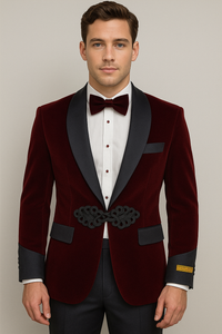 Burgundy ~ Maroon ~ Wine Wedding Blazer ~ Sport Jacket + Matching Bow Burgundy Tuxedo