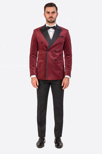 Burgundy Velvet Double Breasted Tuxedo Jacket – Wedding & Prom