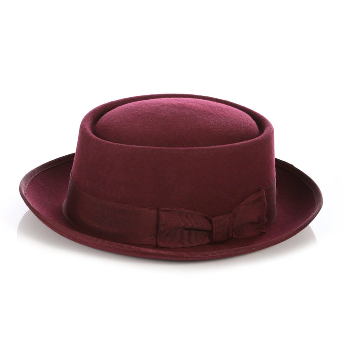 Burgundy Pork Pie Premium Wool Hat